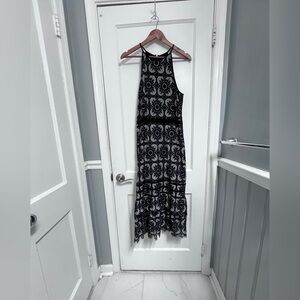 Banana Republic Black & Silvery Gray Lace Halter Dress – Size 12